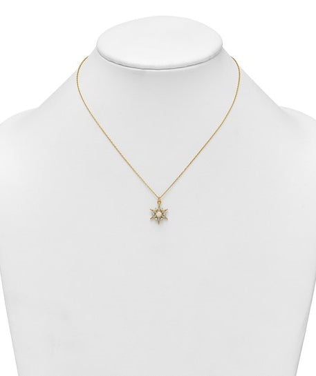 Opal and diamond star gold-plated silver pendant