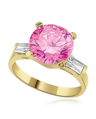 Pink stone of 3.5 ring in gold vermeil