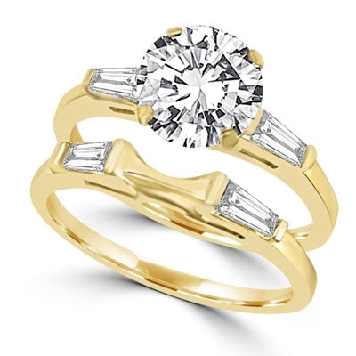 Ring round stones and baguettes with 'c' curve ring