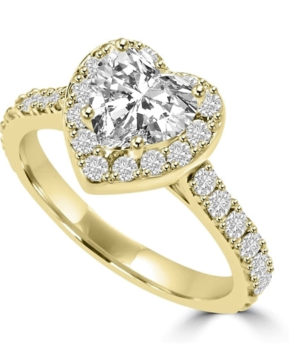 Diamond Essence 1 Ct. Heart In Four Prongs And Surrounded By Melee, 2.50 Cts.T.W. In 14K Gold Vermeil.
