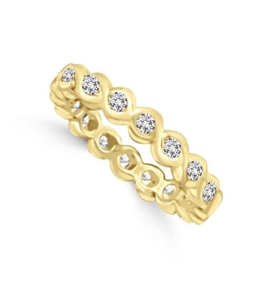 Camelot - Superb Wedding Band, 1.1 Cts. Round Brilliants intrinsicly set in curvy channels, in Gold Vermeil.
