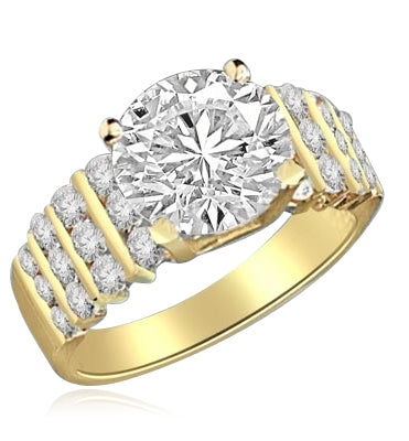 ring-3ct round stone,round jewels in Gold Vermeil