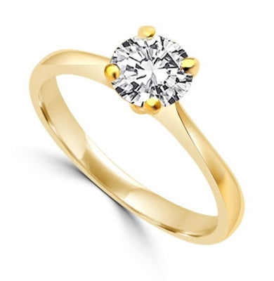 Delicate Darling - 0.75 Ct. Round Cut Brilliant Solitaire Ring to set the heart racing. In 14k Gold Vermeil.