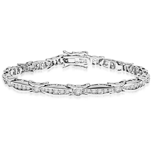 6.75 inch bracelet with unusual link setting in 14K Solid White Gold