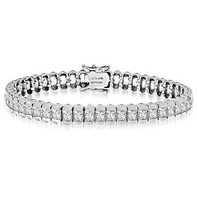 7 Inch Bracelet encompasses princess cut in 14K Solid White Gold