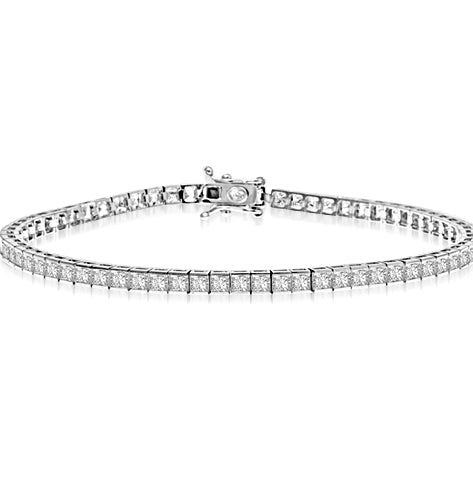 7 Inch Bracelet with princess essence masterpieces crafted in bezel setting set in 14K Solid White Gold.