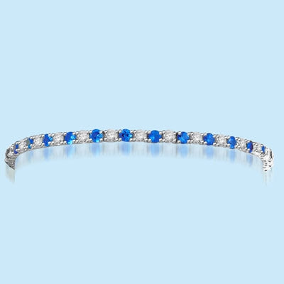 Sapphire-and- Diamond Tennis Bracelet White GOld