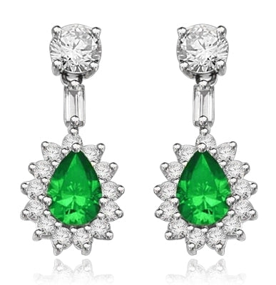 Clip Pear with Emerald Essence earrings in white