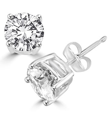 Diamond Essence Ear studs, 0.75 carat each, set in 14K White Gold-four prongs settings, 1.50 Cts.T.W.