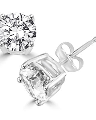 Diamond Essence Ear studs, 0.75 carat each, set in 14K White Gold-four prongs settings, 1.50 Cts.T.W.