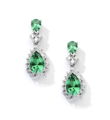 7ct emerald essence earrings in white gold