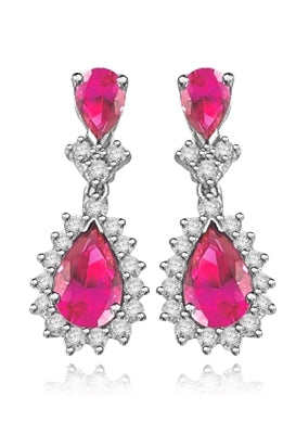 7 ct ruby essence, 2 ct ruby accents white earrings