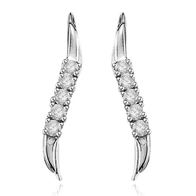 Slim & melee earring in 14K Solid White Gold