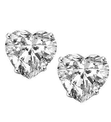 1 carat heart stud earrings in solid white gold