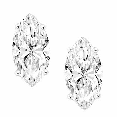 0.5ct marquise Studs in 14K Solid White Gold