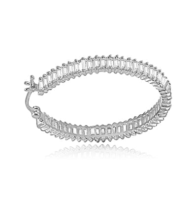 hoop earrings with baguettes in white gold