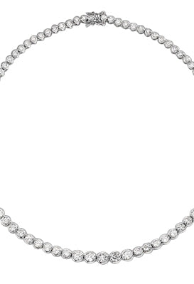 16" long Designer Necklace with Bezel set, graduating Round Diamond Essence, appx 18.0 cts.T.W. set in 14K Solid White Gold.