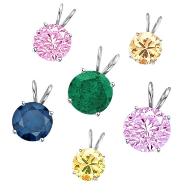 1 ct different color stone pendants White Gold