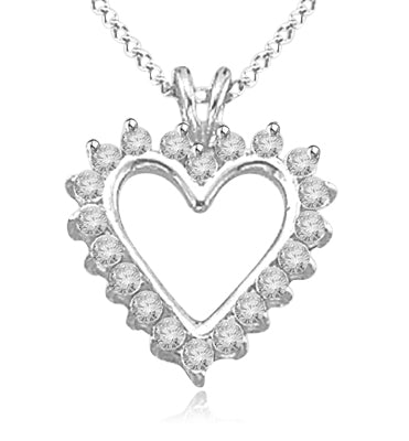 0.5 cts Diamond Essence Heart Pendants in white gold