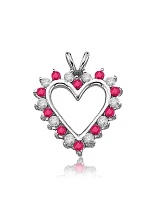 Ruby Essence Heart Pendant - 0.5 Cts. T.W. set in 14K Solid White Gold.