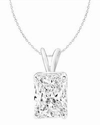 2ct radiant Emerald pendant in Solid white Gold