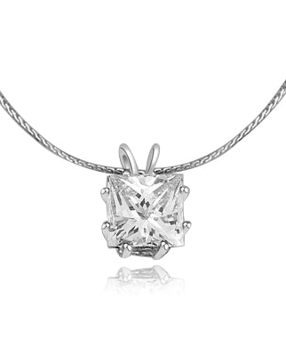 2ct princess-cut pendant in Solid white Gold