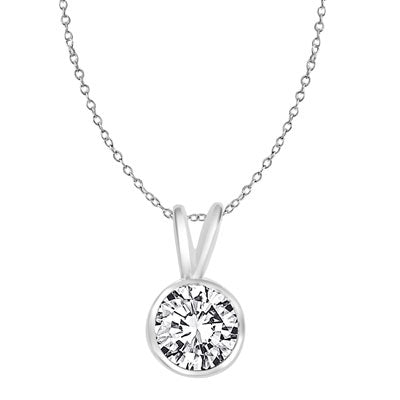 1ct round stone white gold pendant