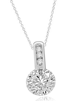Magnificent pendant with 2.0 cts. tension set in 14K Solid White Gold