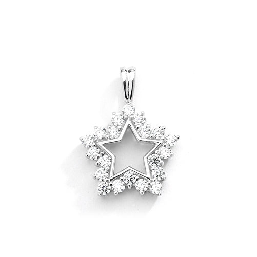 Gold star pendant-20 round melee in prong setting