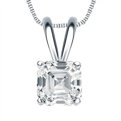 Asscher Cut Diamond pendant White Gold