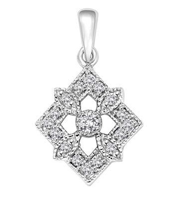 Diamond Essence Designer Pendant with Round Stones.1.25 Cts. T.W. set in 14K Solid White Gold.