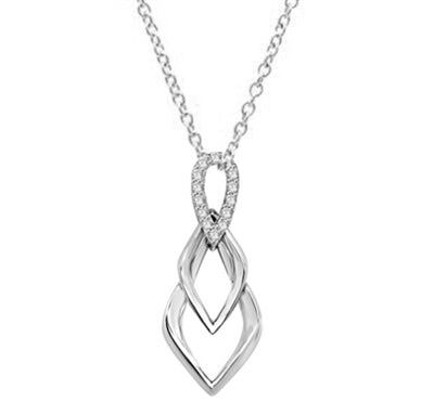 Tear Drop Pendant with Diamond Essence Triple Twist. 0.75 Cts. T.W. In 14k Solid White Gold.