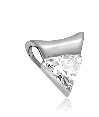 pendant-1ct triangle cut stone in 14K Solid White Gold