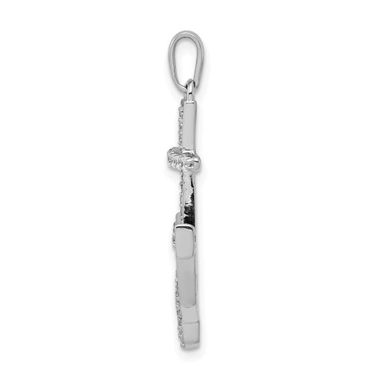 Prong Set Round Diamond Anchor Pendant in 14K White Gold