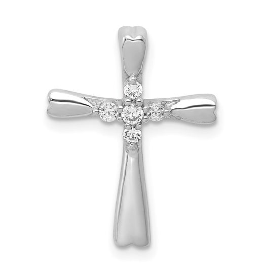 14k white gold diamond cross slide pendant