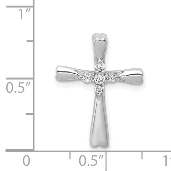 14k white gold diamond cross slide pendant