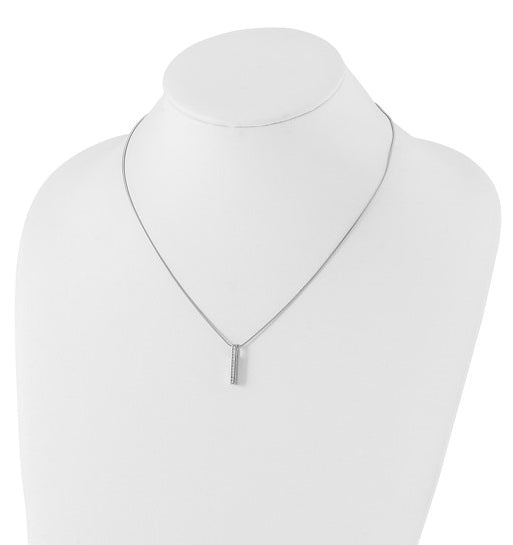 Channel Set Vertical Bar Necklace with Diamond Essence Lab Grown Round Stones In 14K Solid White Gold