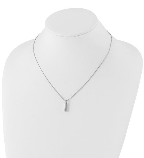 Channel Set Vertical Bar Necklace with Diamond Essence Lab Grown Round Stones In 14K Solid White Gold