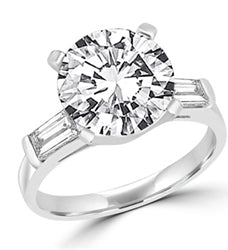White Gold ring with 3 carat stone & baguettes