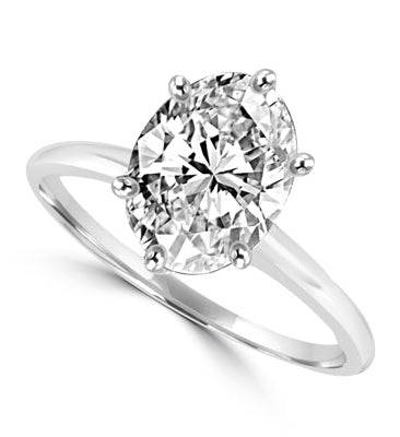 Ring with oval-cut stone set in 14k white gold