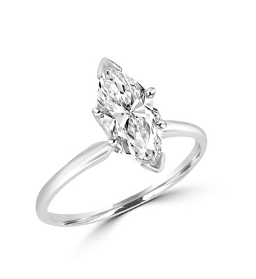 White Gold Ring with marquise shape diamond