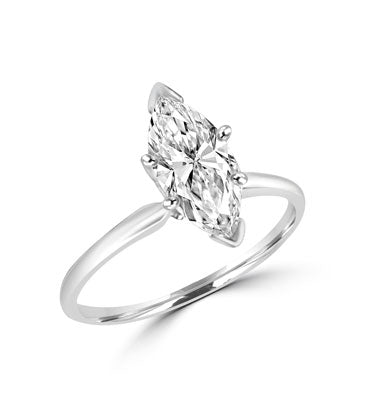 White Gold Ring with marquise shape diamond