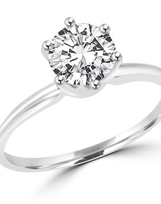 Solitaire ring with 1 carat stone set in two-tone 14k solid white gold