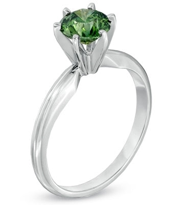 Diamond Essence Solitaire Ring With Emerald Round Brilliant stone, 2 Cts.T.W. In 14K White Gold.