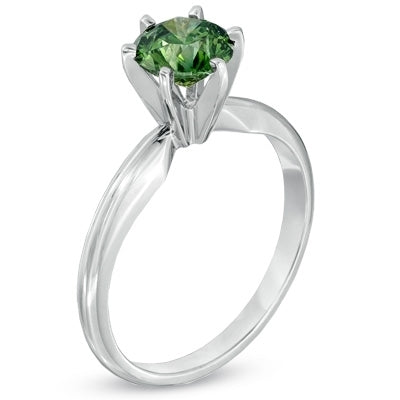 Diamond Essence Solitaire Ring With Emerald Round Brilliant stone, 2 Cts.T.W. In 14K White Gold.
