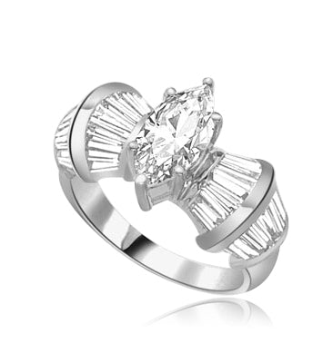 ring with marquise center surrounded by baguettes