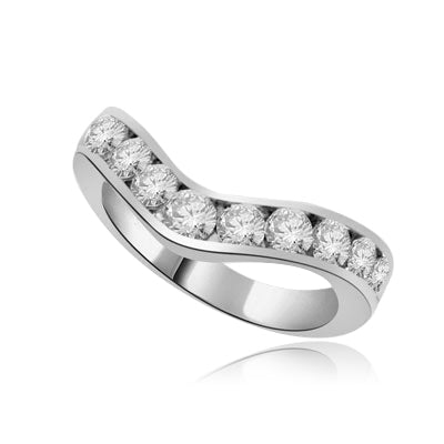 V-shape with eleven round stones white gold ring