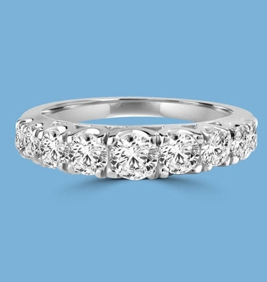 Designer Band with Beautifully set Graduating Round Diamond Essence. 1.10 Cts T.W. set in 14K Solid White Gold.