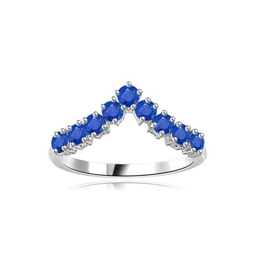 Stacking Rings-V-shaped Sapphire rings in White gold