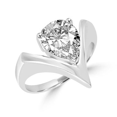 Diamond Essence ring with Pear cut stone. 2.0 Cts. T.W. set in 14K Solid White Gold.